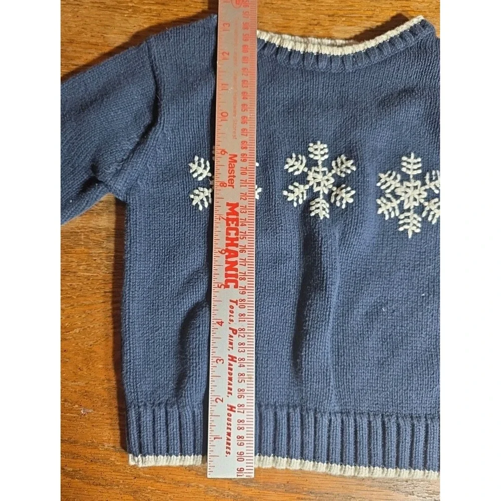 George Baby Boys Long Sleeve Knit‎ Sweater Snowflake Winter Navy Size 18 Months